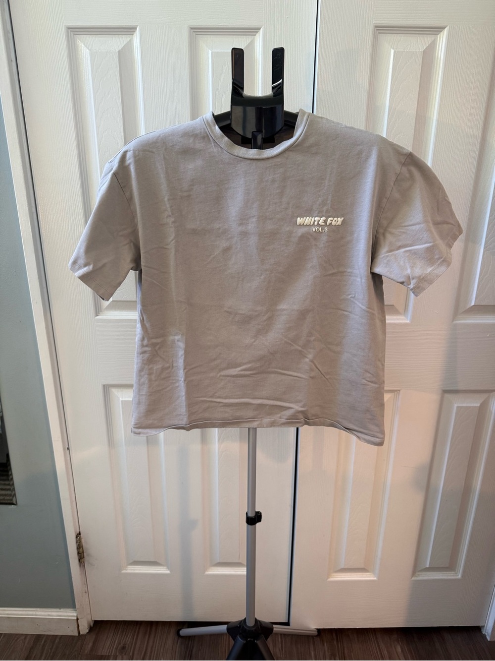WHITE FOX Vol.3 Logo Tee - Taupe Crop T-Shirt